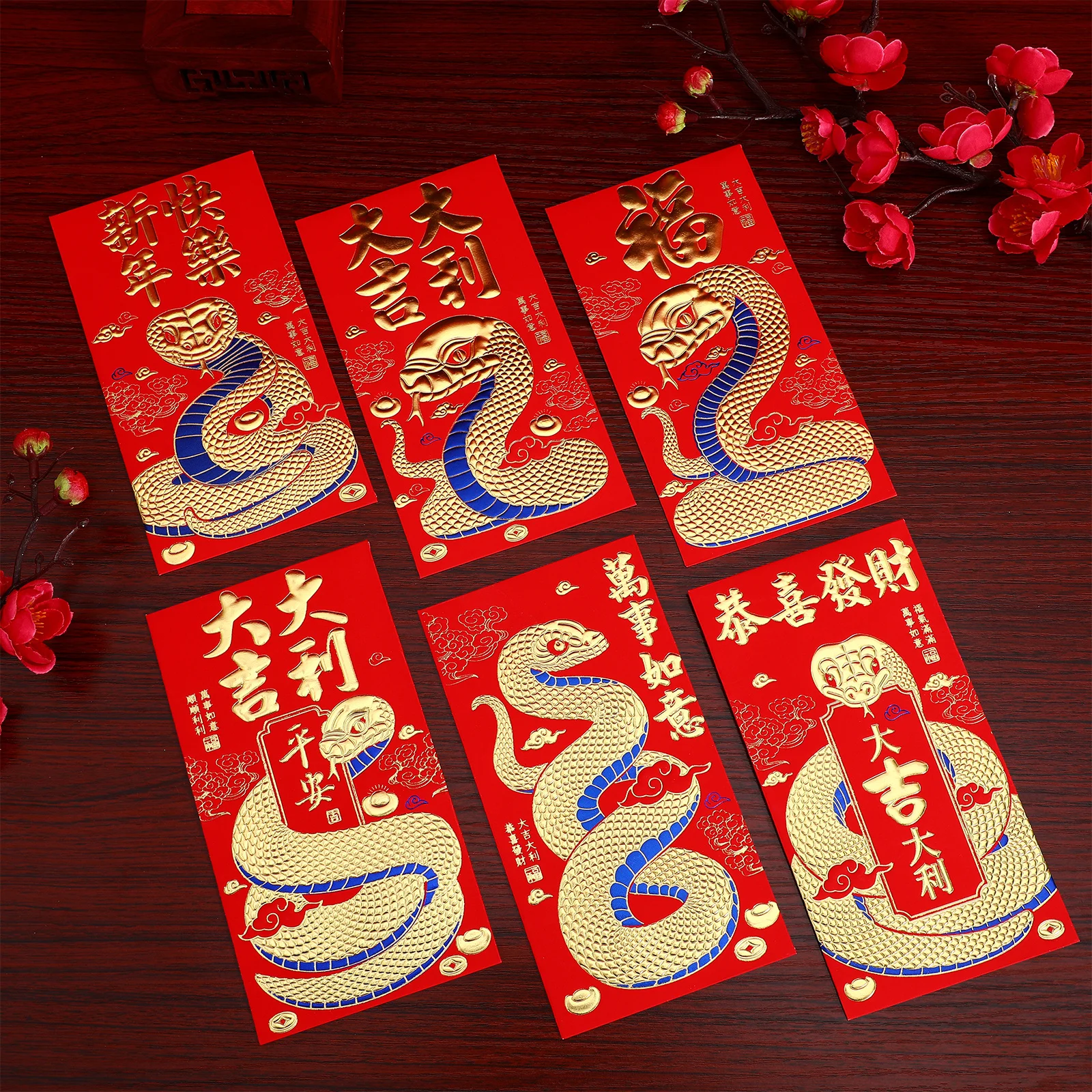 

18Pcs Year of Snake Red Envelopes Spacious Money Envelopes Thick Paper Cute Snake Design for Lunar New Year Cash Gift Packets