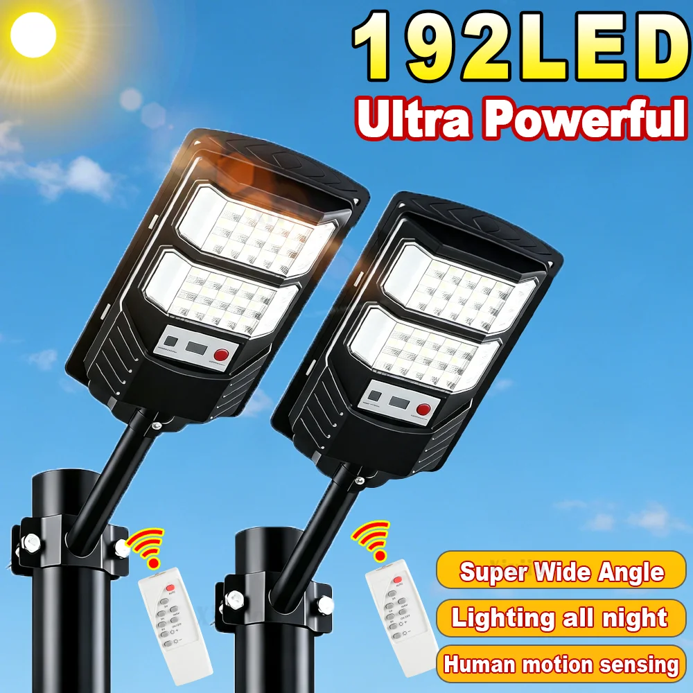 4000W Outdoor Solar Lamp Ultra Powerful Solar Street Lights 320° Wide Range Dusk to Dawn Lighting IR Sensor Backyard Garden Lamp