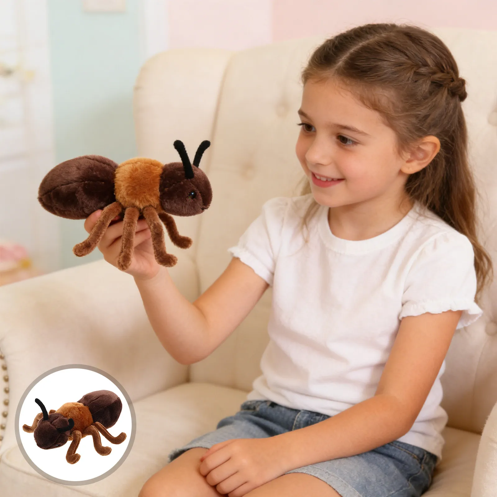 

Cute Simulation Ant Stuffed Animal Soft Realistic Insect Plushie for Home Office Classroom Decor Birthday Party Gifts Kids