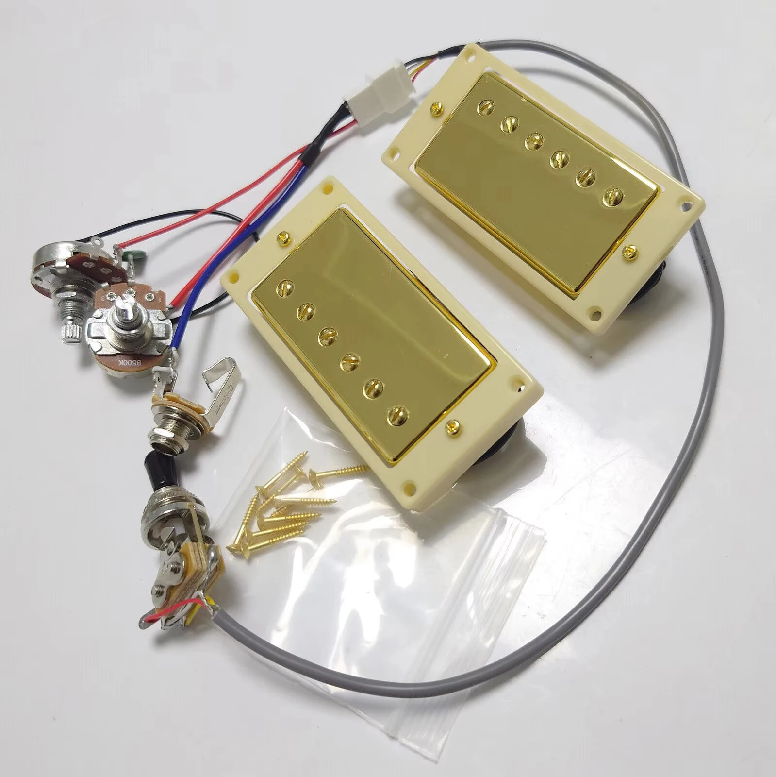 Guitar Humbucker Pickup with 1V1T Wiring Harness 4C for LP/SG Electric Guitar Replacement Parts