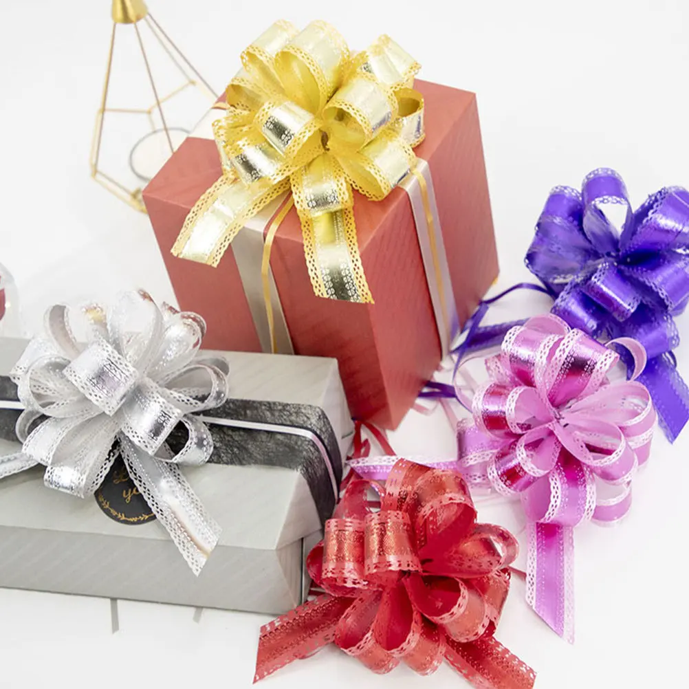 

5Pcs Pull Bows Gift Ribbon in Mixed Colors for Wedding Christmas Birthday Party Decoration Gift Bow Bows Decor