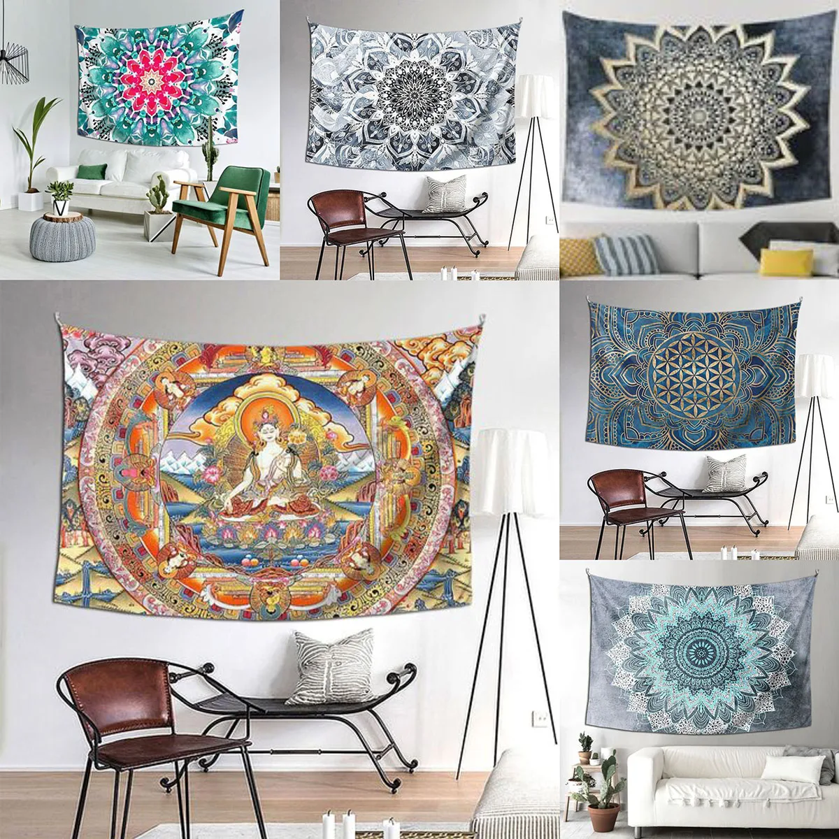 

Mandala Tapestry Wall Hanging Boho DecorationWall Cloth Tapestries Psychedelic Hippie Night Moon Tapestry Mandala Wall Carpet