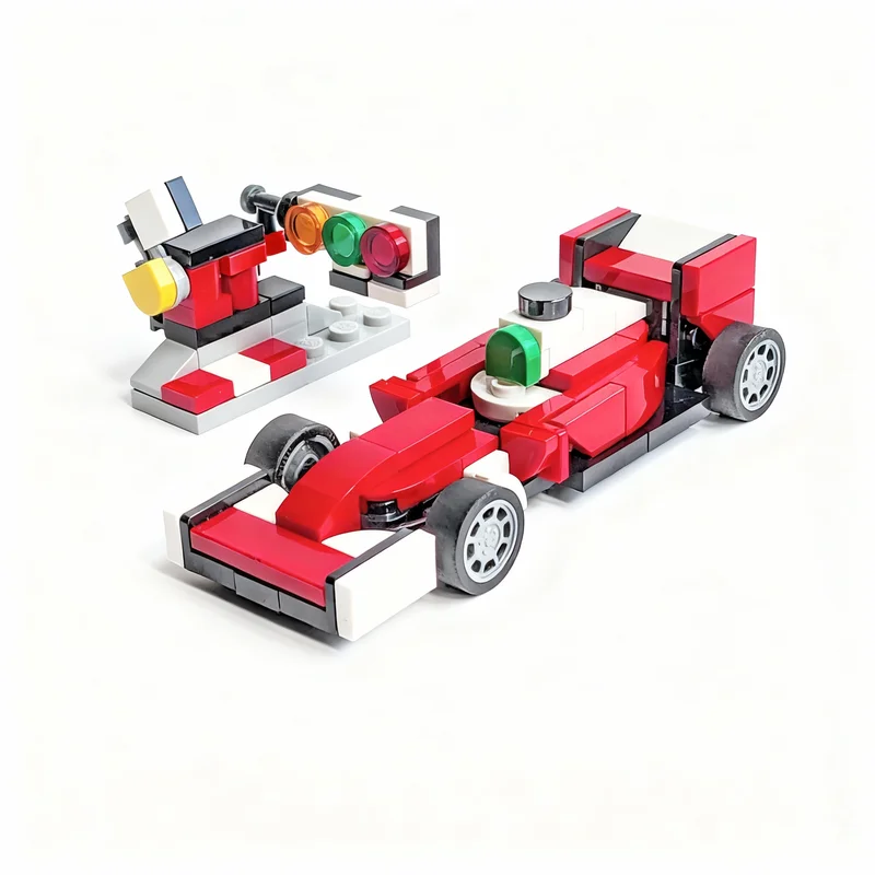 102 Piezas MOC Tiny H Finish Line, Bloques de Construcción de Modelos City Champions sin Adhesivos, Regalo de Navidad, Juguetes de Ladrillos para Niños