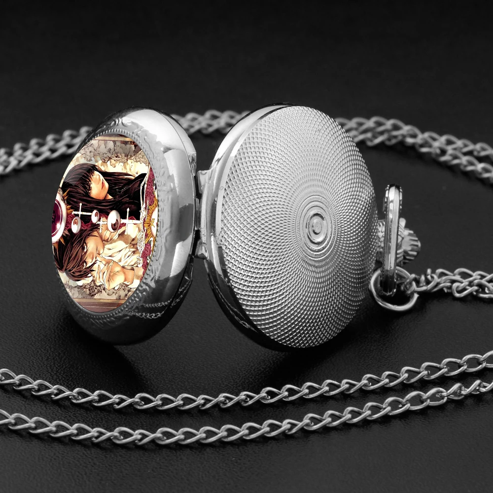 Reloj de bolsillo de cuarzo con diseño de Death Note para hombres y mujeres, pulsera con cúpula de cristal, cadena duradera, esfera de números árabes, regalos creativos