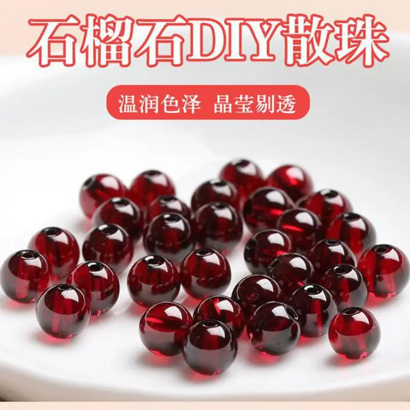 Natural Garnet Beads For Jewelry Making Diy Bracelet Beaded Necklace Pomegranate Red Stone Round Beads Jewellery Accessories