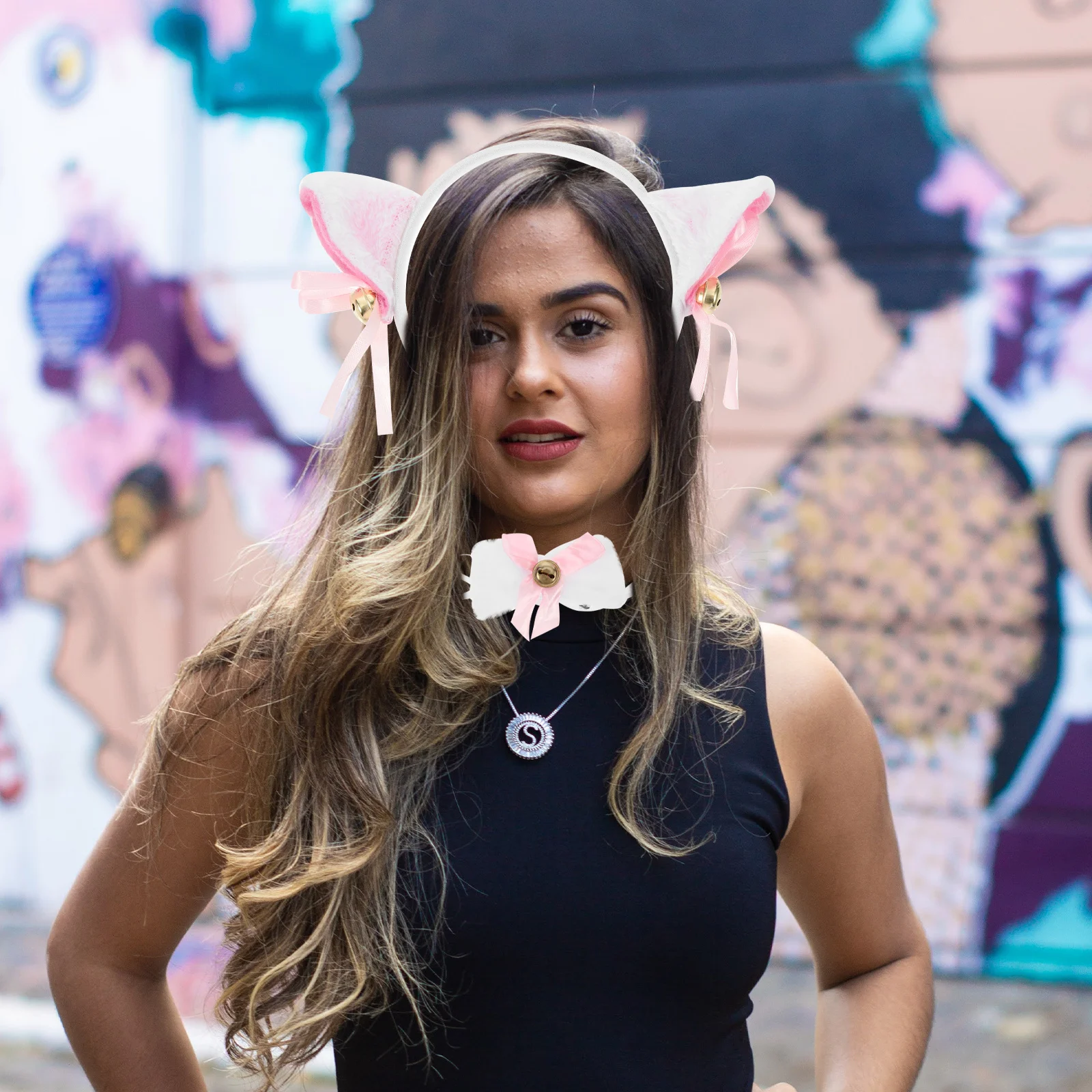 1 zestaw 1 Zestaw Rękawiczki Łapki Kostium Cosplay Kota Zestaw Ogonu Kostium Cosplay na Halloween Opaska z Kocimi Uszami Akcesoria do Odgrywania Ról