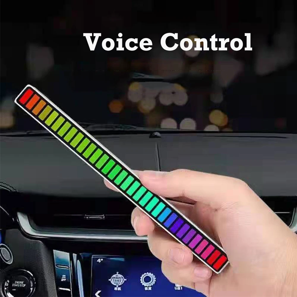 32led RGB Light Bar Voice Control Synchronous Music Rhythm Light APP Type-C USB Charge TV Game Backlight Car Desktop AmbientLamp