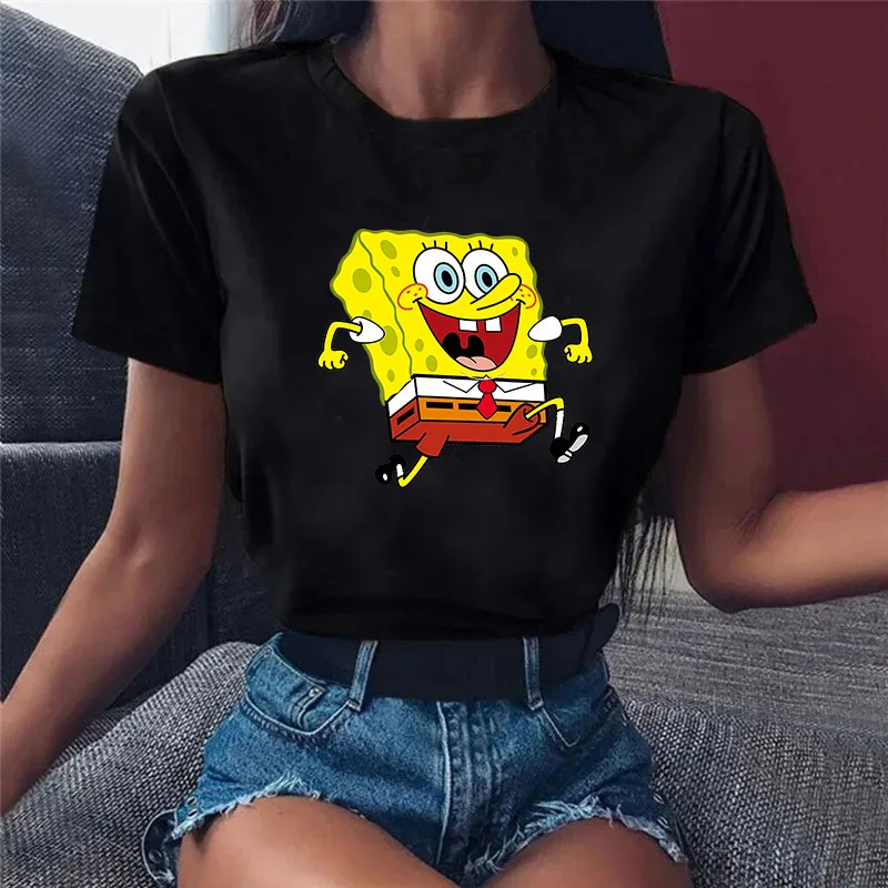 

Anime Women T-shirt Casual Ladies O-collar Girl Short Sleeved T-shirt Printed Women Tee Kawaii Clothing Black White Short Sleeve