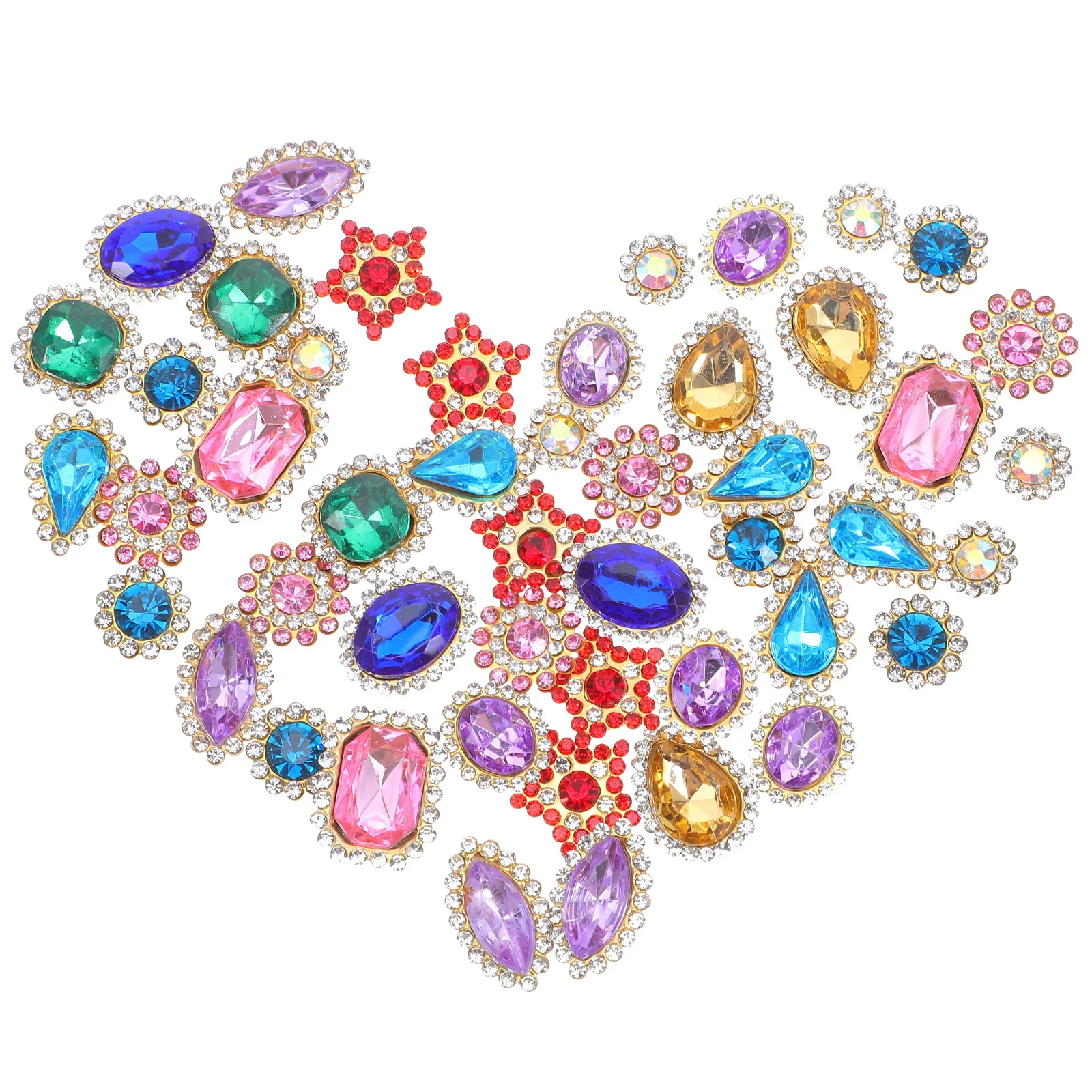 

50Pcs Sew on Rhinestones Flower Claw Crystal Buttons Double Layer Design for DIY Clothes Crafts Hair Clip Embellishments