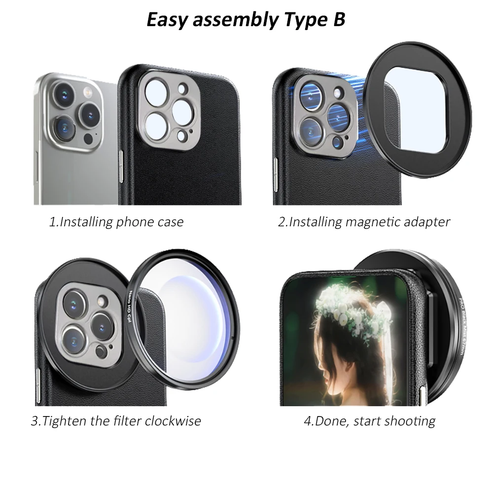 Magnet Case Magnetic Phone Case CPL Star Filter Luxury Magnetic Leather Case for iPhone 15 Magsafe Cover Support Car Holder