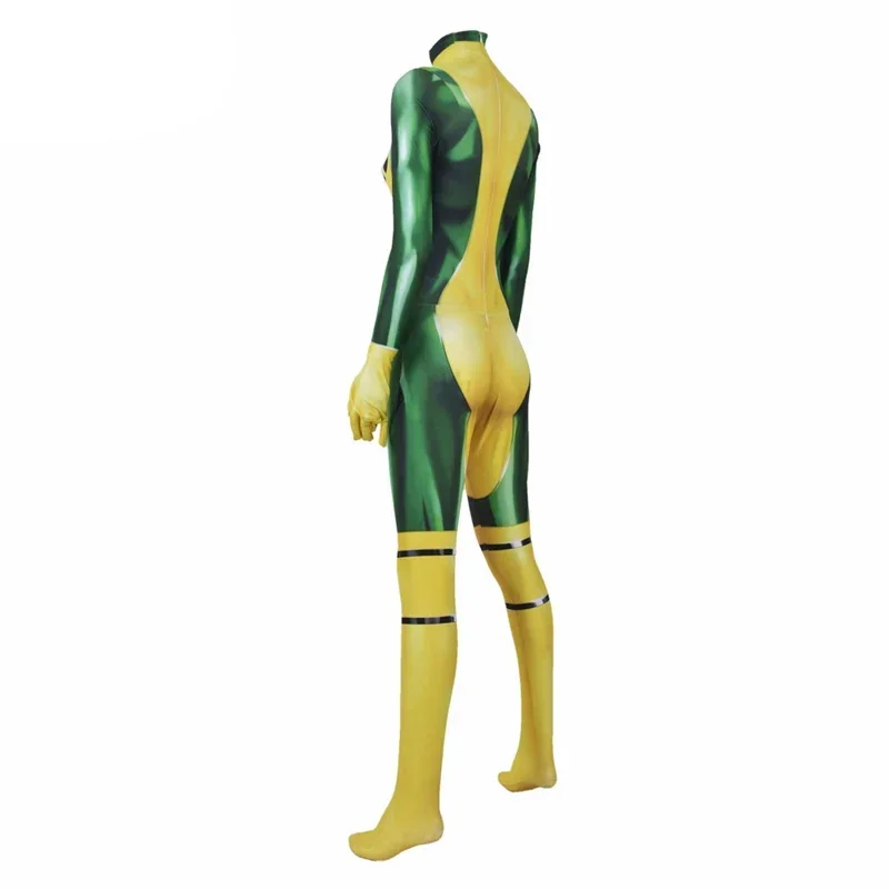 X Homens e Mulheres Rogue Cosplay Fantasias, Impressão 3D, Filme, Bodysuit Zentai, Macacão, Festa de Halloween, Adulto, Crianças, Meninas