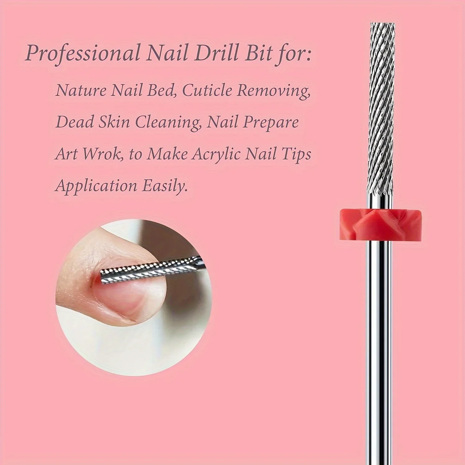 Wiertło do paznokci ze stali wolframowej Ggjoyo - bezzapachowe, profesjonalne narzędzie do manicure i pedicure do usuwania paznokci akrylowych i lakieru żelowego