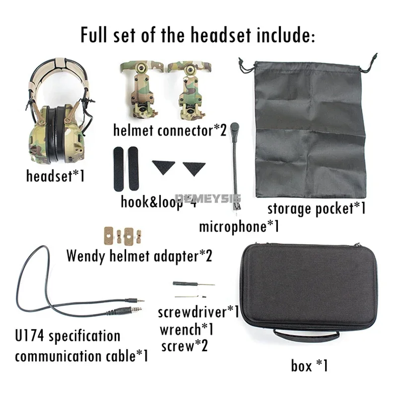 Tactical Headset Noise Reduction Sound Pickup Communication Headsets Headphone for OPS Core ARC Team Wendy Rails