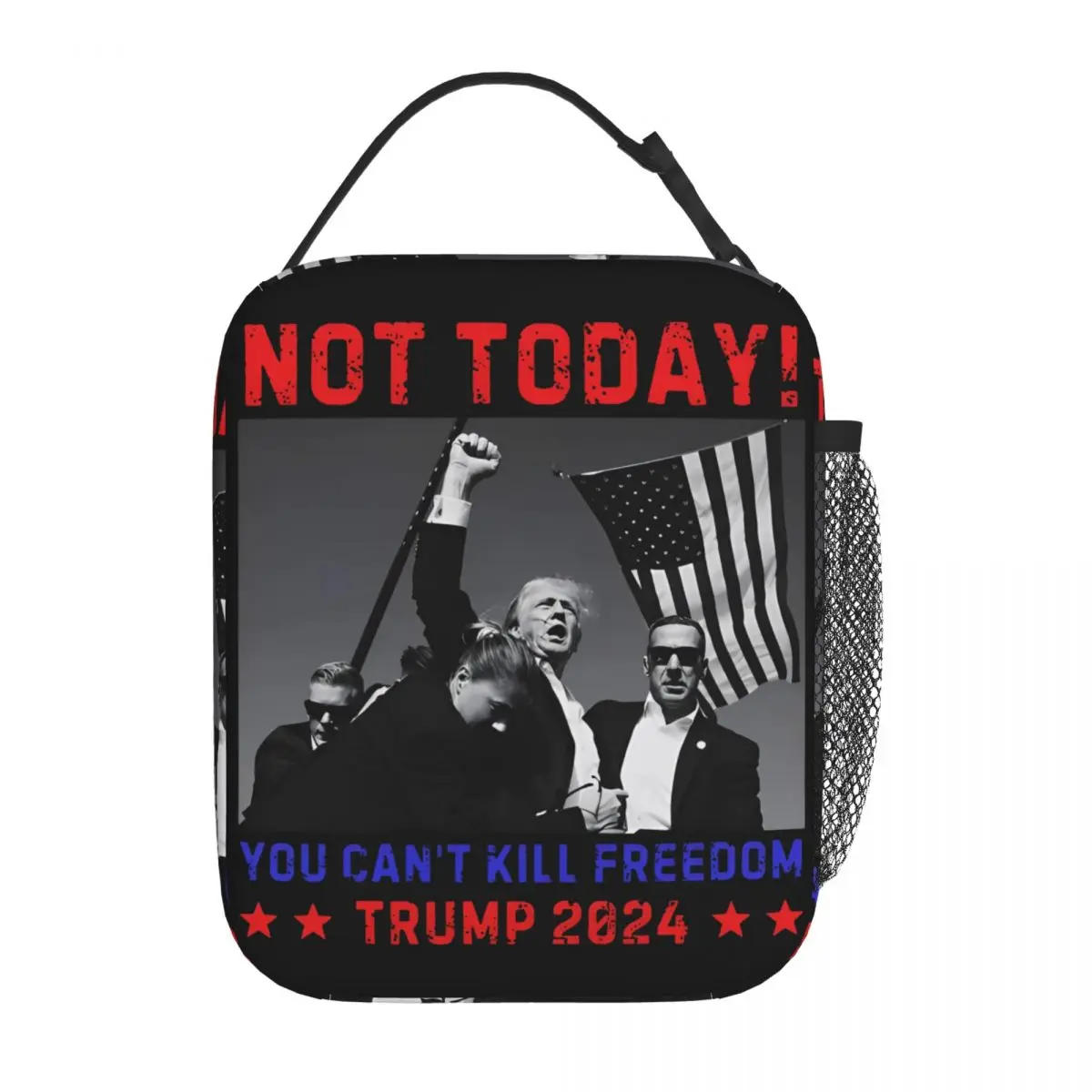 

Not Today Trump Shooting Thermal Insulated Lunch Bags for Office 2024 President Portable Food Container Bags Lunch Boxes