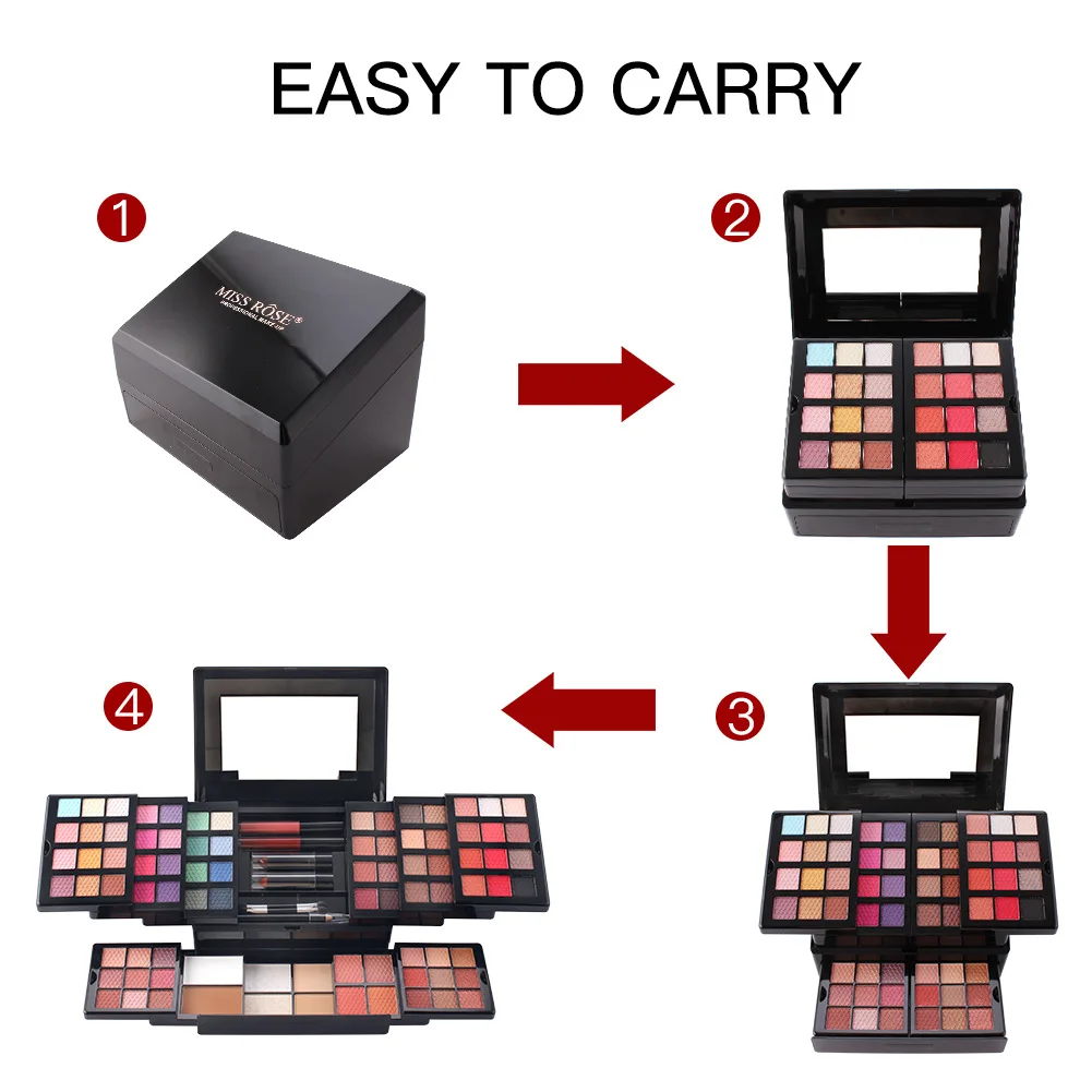 MISS ROSE Multifunctional Complete Makeup Set Multi-color Eyeshadow Palette No Fade Pigmented Cosmetic Gift Box For Daily