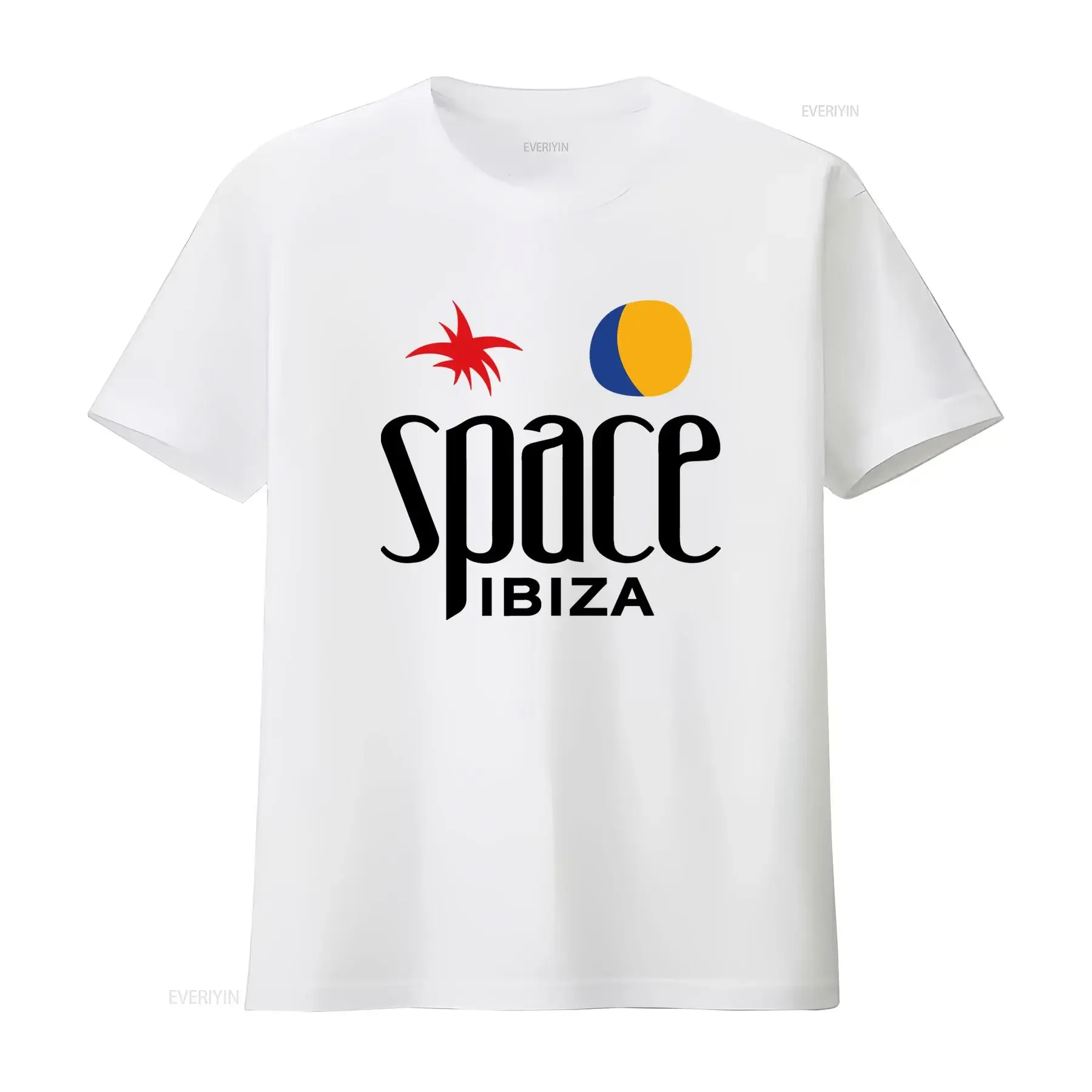 Space Ibiza Beach Club Logo Men's T Shirt White Festival Top for Beefa Night vintage Washed fashion Breathable designer clothes