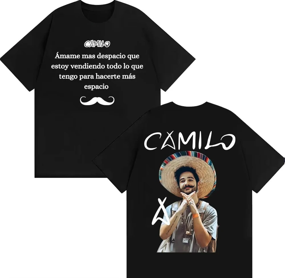 Singer Camilo Tribu Album Tour Graphic T-shirt Men Clothing Cotton Short Sleeve Top Fashion Hip Hop Hipster Pop music Streetwear