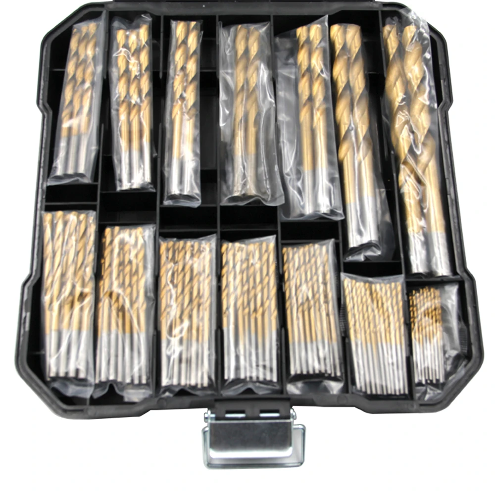 99-teiliges Spiralbohrer-Set mit Box, Lagerstahl, Trageschutz, Titanbeschichteter Bohrer, für weiches Metall und Holz, Holzbearbeitungswerkzeuge – Detail 3