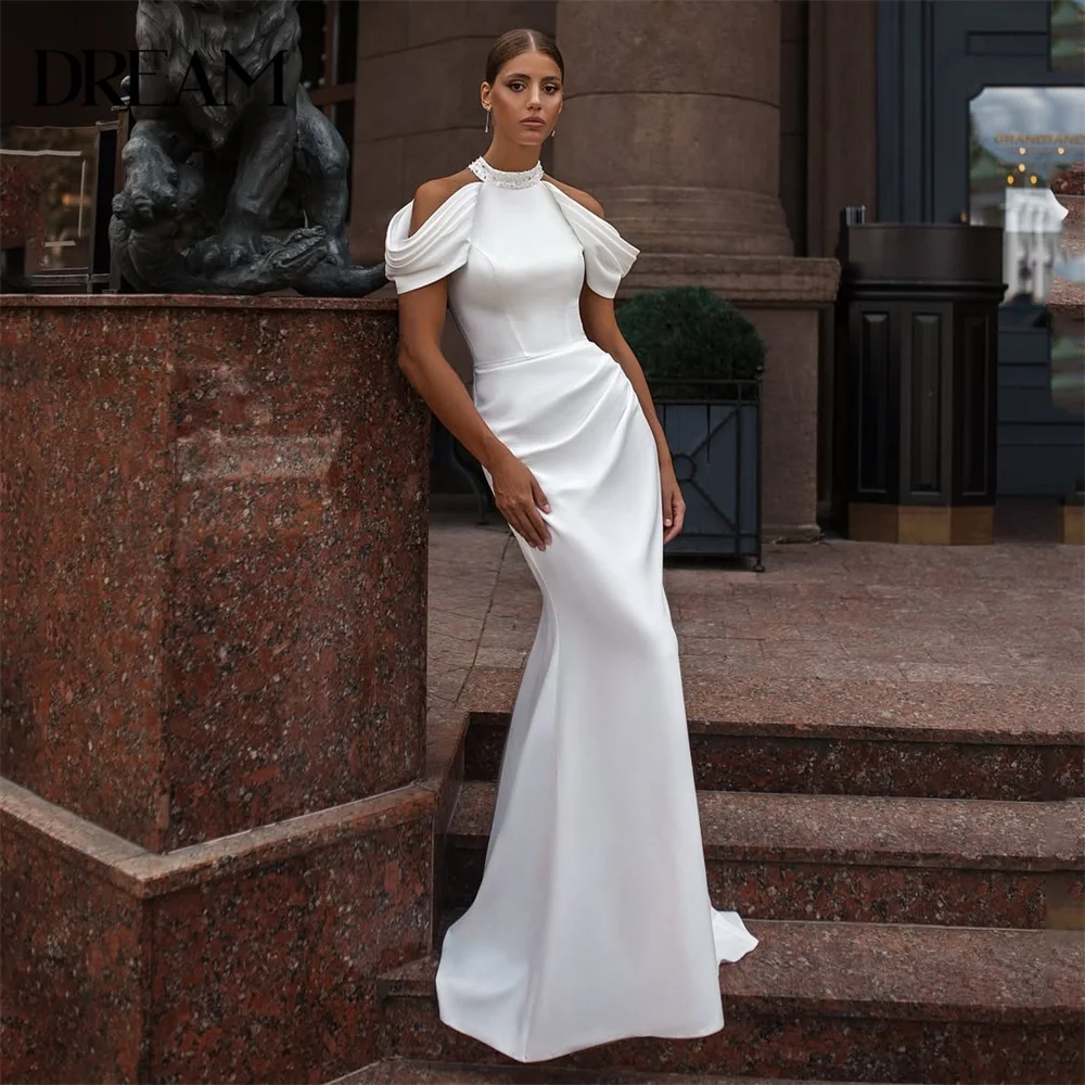 

Classic Mermaid Wedding Dress Women 2025 Beading Off The Shoulder Pleat Lace-up Train Bridal Gown Vestidos De Novia Customized