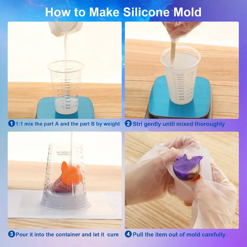 Silicone Mold Making Kit Fast Cure Silicone Rubber Elastic Liquid Silica Gel for Casting Resin molds and Candle & Soap Mold
