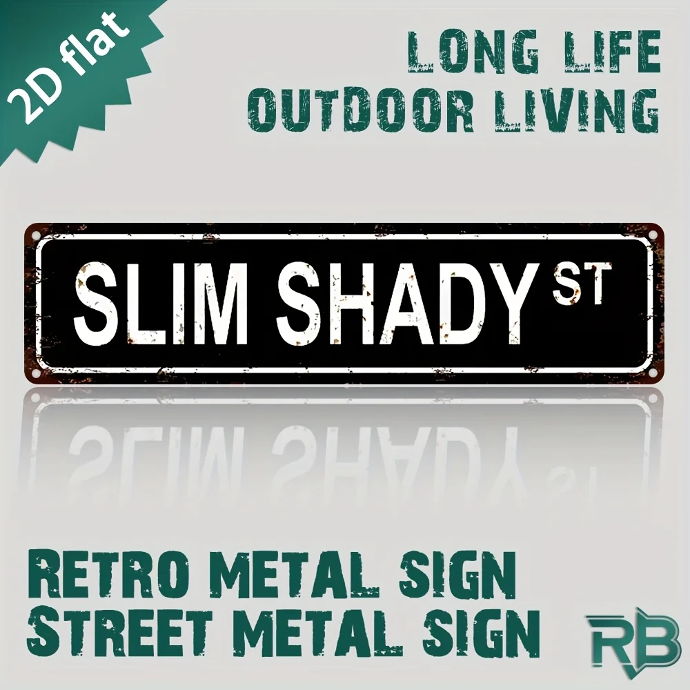 2D Flat, 1pc Vintage Slim Shady Street Sign - Resistant to Weather, UV, And Water, This Aluminum Wall Art
