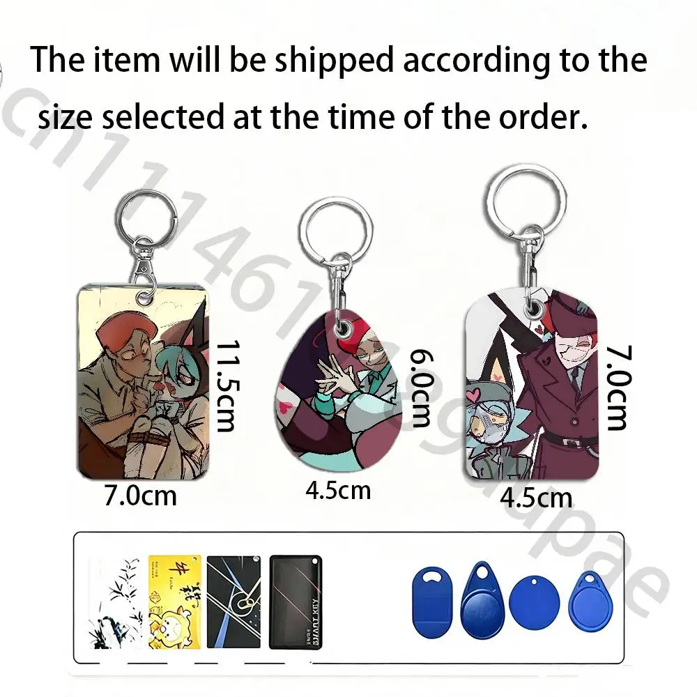 P-Psychocuties Protective Printed Leather Card Case Metal Keychain Accessory