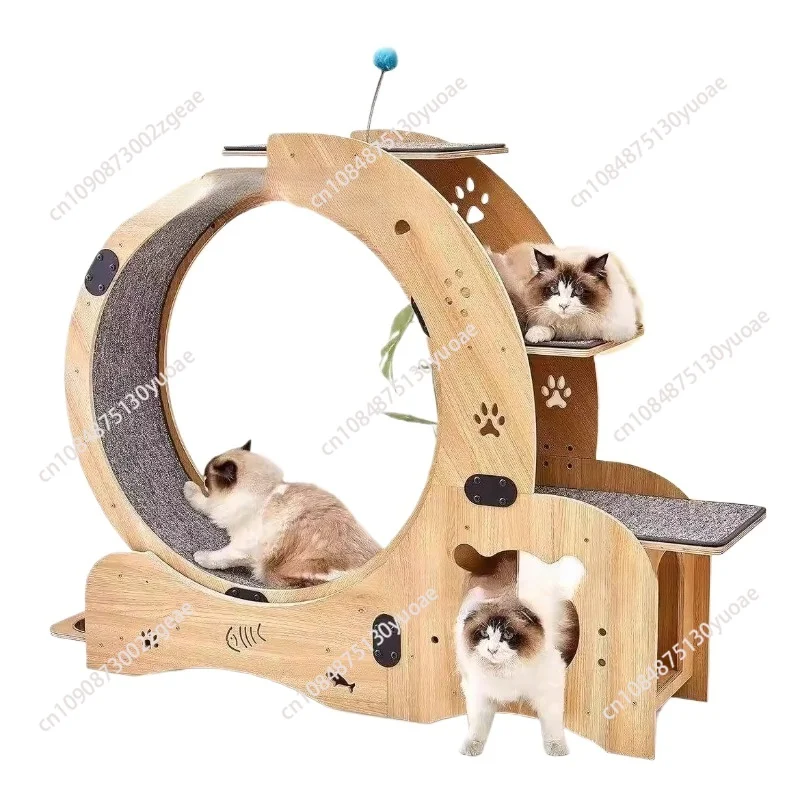 High Quality Interactive Pet Toy Silent Cat Exercise Running Wheel Cat Climbing Frame Fiberboard Cat Wheel Treadmill