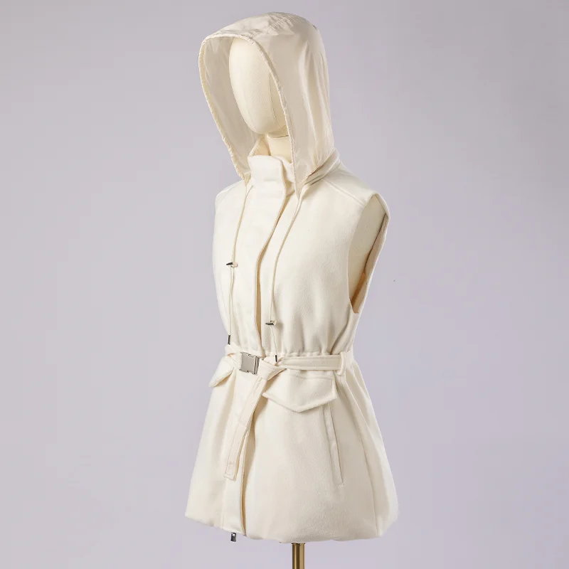 K1782W جودة عالية الأبيض بطة أسفل سترة مقنعين أسفل سترة للنساء سترة مبطنة دافئة