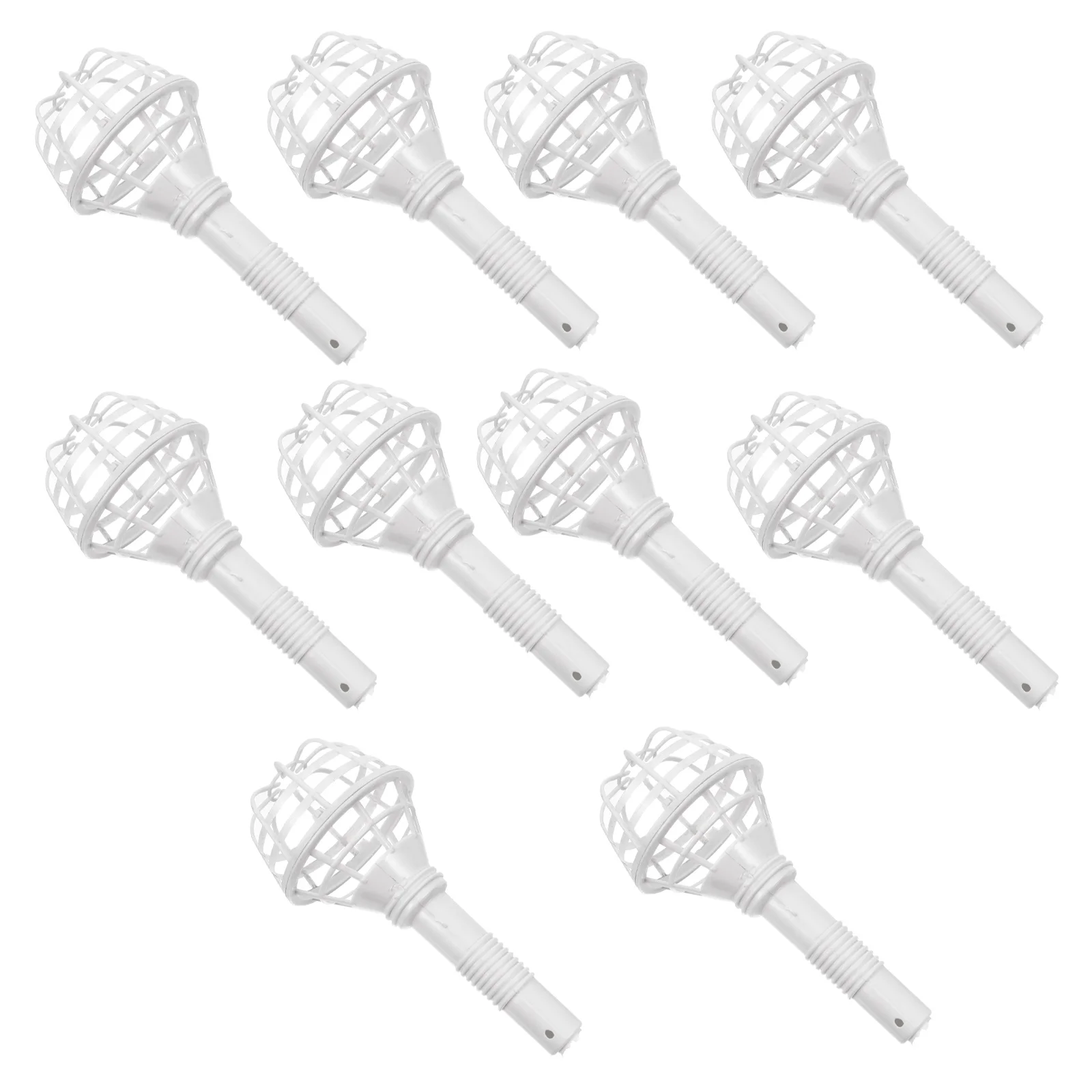 

10 Pcs Artificial Flowers Empty Receptacle Floral Handle Stand Wedding 185X7CM Bouquet Holders for White Bridesmaid