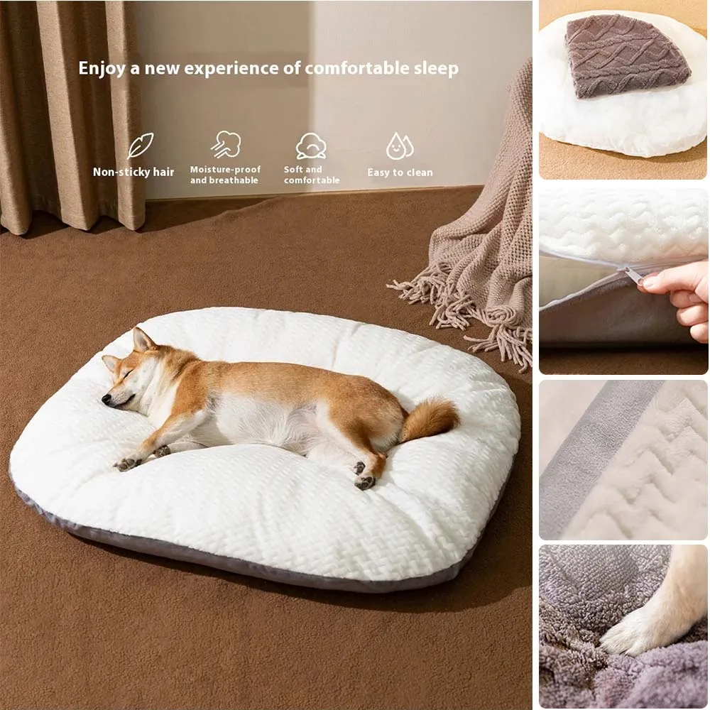 

1Pc Oval Shape Dog Mats Thicken Soft Cushion Removable Washable Non-Slip Bottom Breathable Soft Puppy Bed Beautiful Dog Sofa