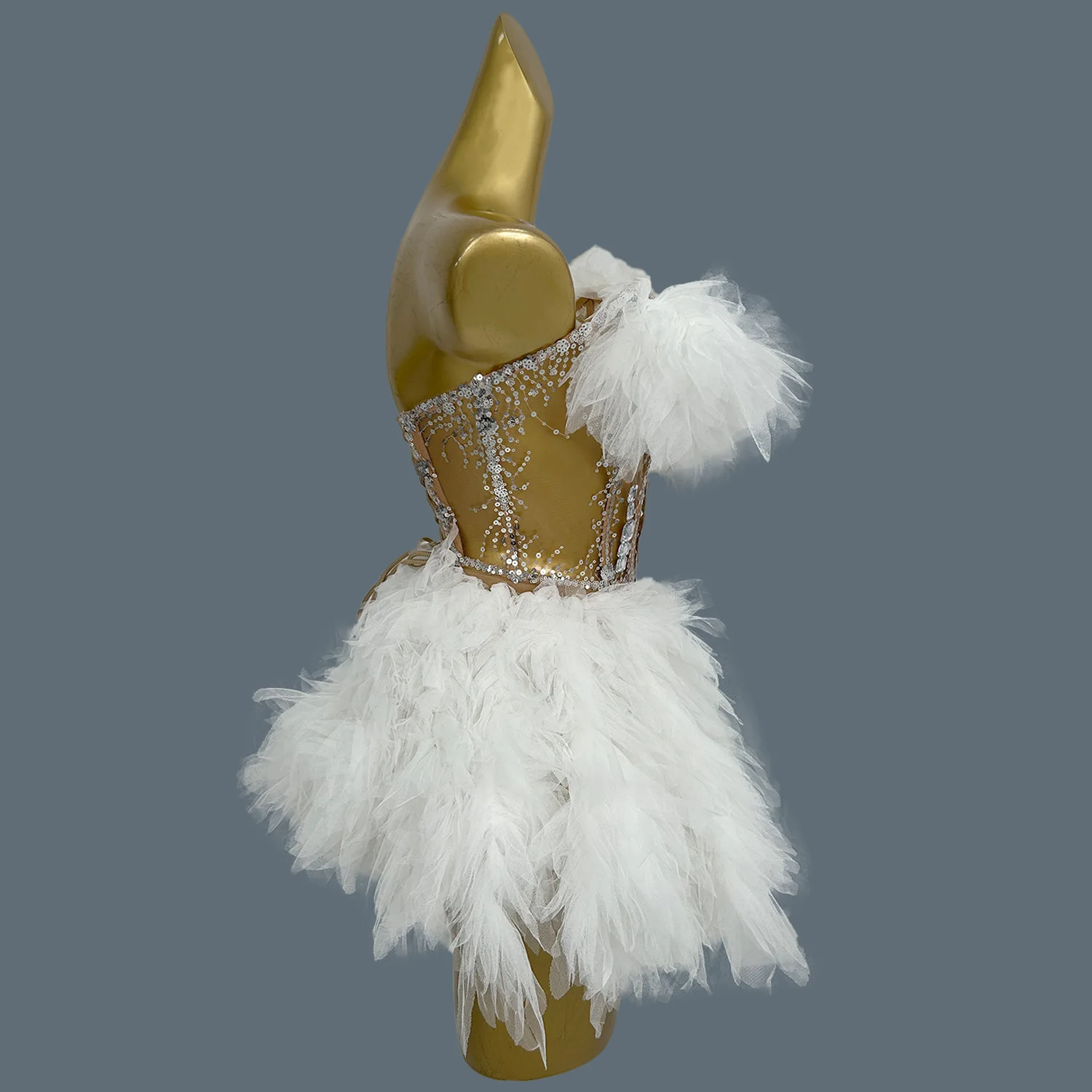 ชุดเซ็ต 2 ชิ้น เสื้อผ้าแฟชั่นผ้าโปร่ง กระโปรงสั้น สำหรับผู้หญิง งานปาร์ตี้ งานเลี้ยงฉลองวันเกิด ถ่ายรูป ชุดเต้นรำ ชุดแต่งกายวิบวับ Baozha