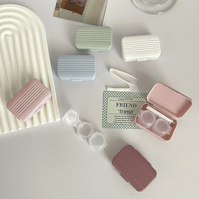Ins wie ein Fisch Retro einfache Süßigkeiten Farbe kompakte Kontaktlinsen Fall Partner Box Pupille Pflege Box Flip Cover