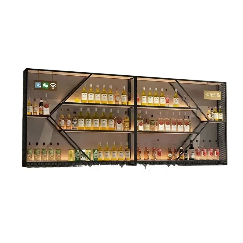 

Whisky Holder Wine Racks Storage Free Standing Display Modern Wine Rack Bar Black Wall Mounted Botellero Vino Bar Furniture