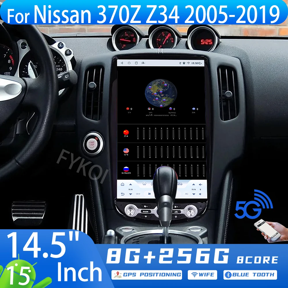

14.5" Android 15 For Nissan 370Z Z34 2005-2019 Wireless Carplay Auto Screen Car Audio Player Bluetooth GPS Navigation WIFI FM 4G
