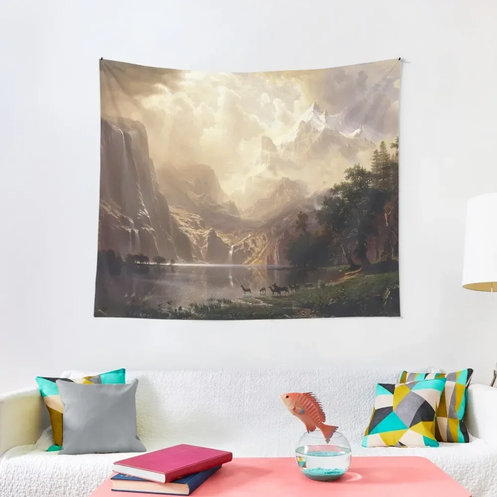 

HD. Among the Sierra Nevada Mountains, Albert Bierstadt (1868) (High resolution) Tapestry Decor For Room Tapestry