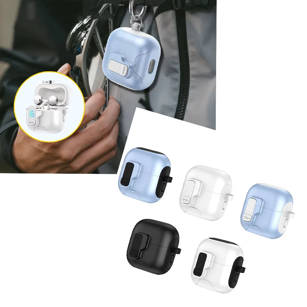 

Earphone Magnetic Lock Cover for Huawei FreeClip 2 Case with Stand Shockproof Support Wireless Charging Anti-Loss Black Blue