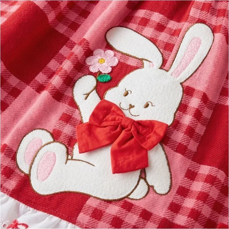 Princess Dress for Girls 2023 Japanese Style Girl Cartoon CS Rabbit Bow Lace Plaid Dress Strap Skirt