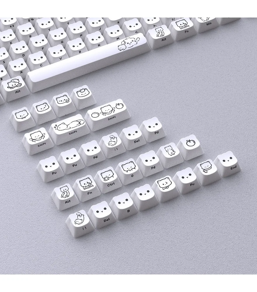 Personalized keycaps spot Q cute ferret cat head keycaps small full set of 125 key MOA highly sublimated PBT customization trend