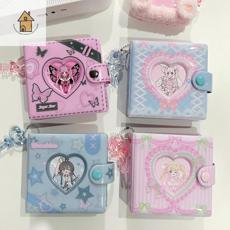 

Fashion Sweet Lace Denim Style Mini Card Album Portable 3 Inch Photocard Binder Detachable Loose-leaf Small Card Storage Bag