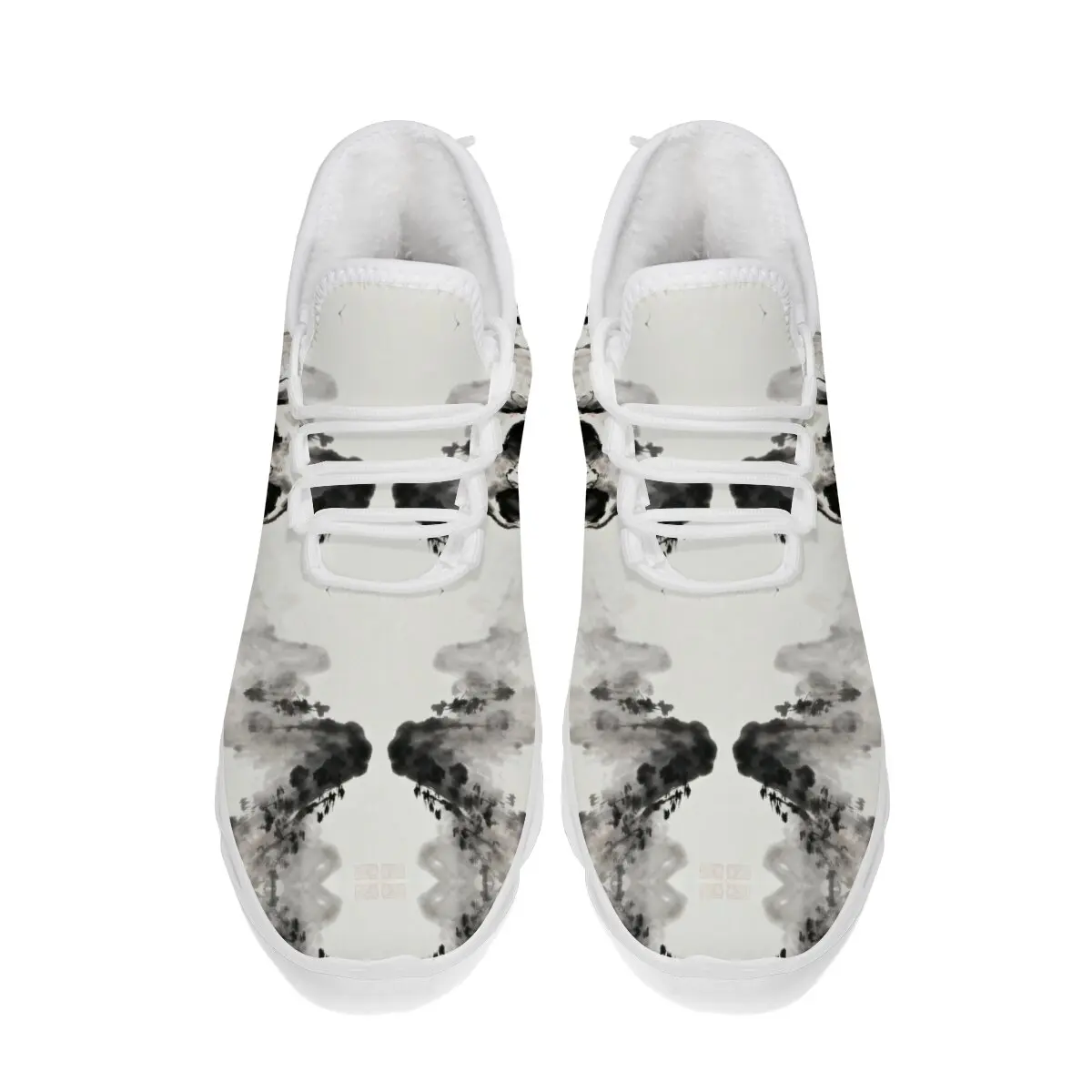 أحذية كاجوال مسطحة للزوجين كبيرة الحجم مع نعال بيضاء برباط للهالوين نمط رعب داكن نعل ناعم أحذية رياضية لجميع المواسم