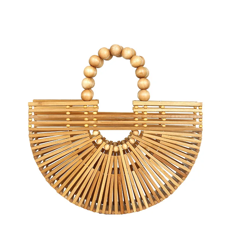 

Celebrity Summer Beach Bags for Women 2025 New Fashion Hollow Out Bamboo Woven Handbags Pearl Handle Boho Bags Outdorr Party