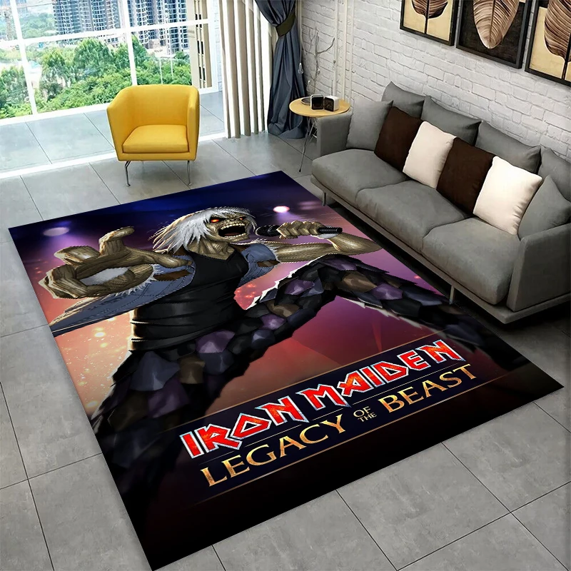 3D I-Iron Maiden Metal Band Carpet Rug for Playroom Bedroom Living Room Sofa Home Decor,kid Game Area Rug Non-slip Floor Mat