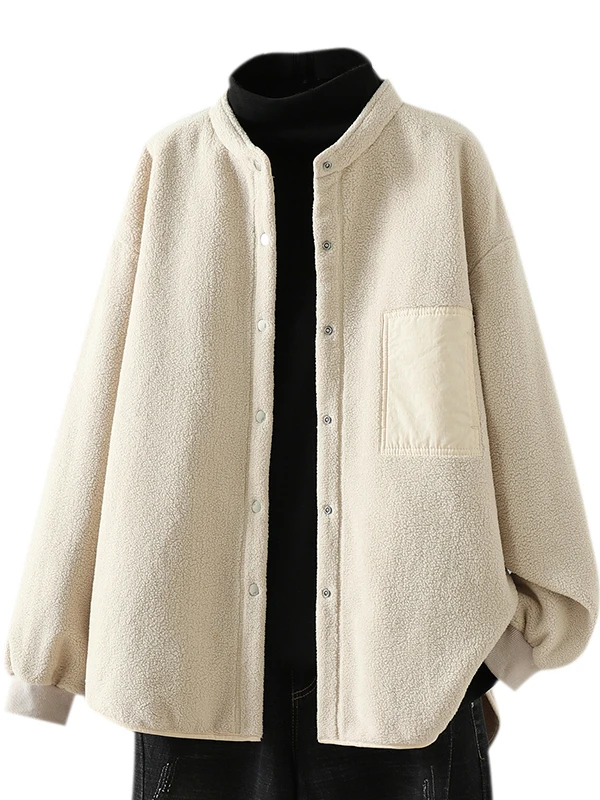 Feminino dupla face fce jaet solto ajuste thiened gola cardigan longo sve vintage sle inverno outerwear