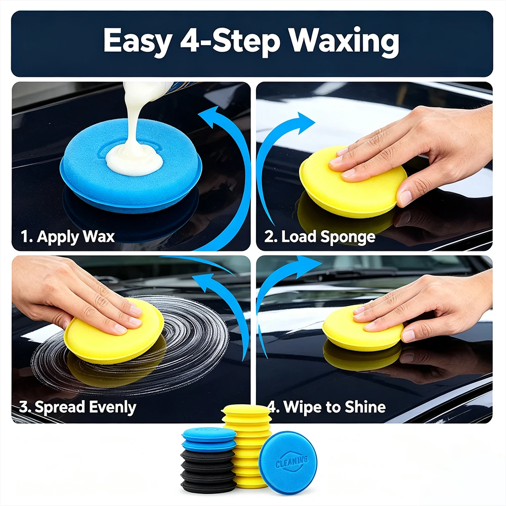 Car Round Waxing Polish Sponges High Density  Applicator Pads Curing Polishing Sponges Car Detailing Tools Car Wash
