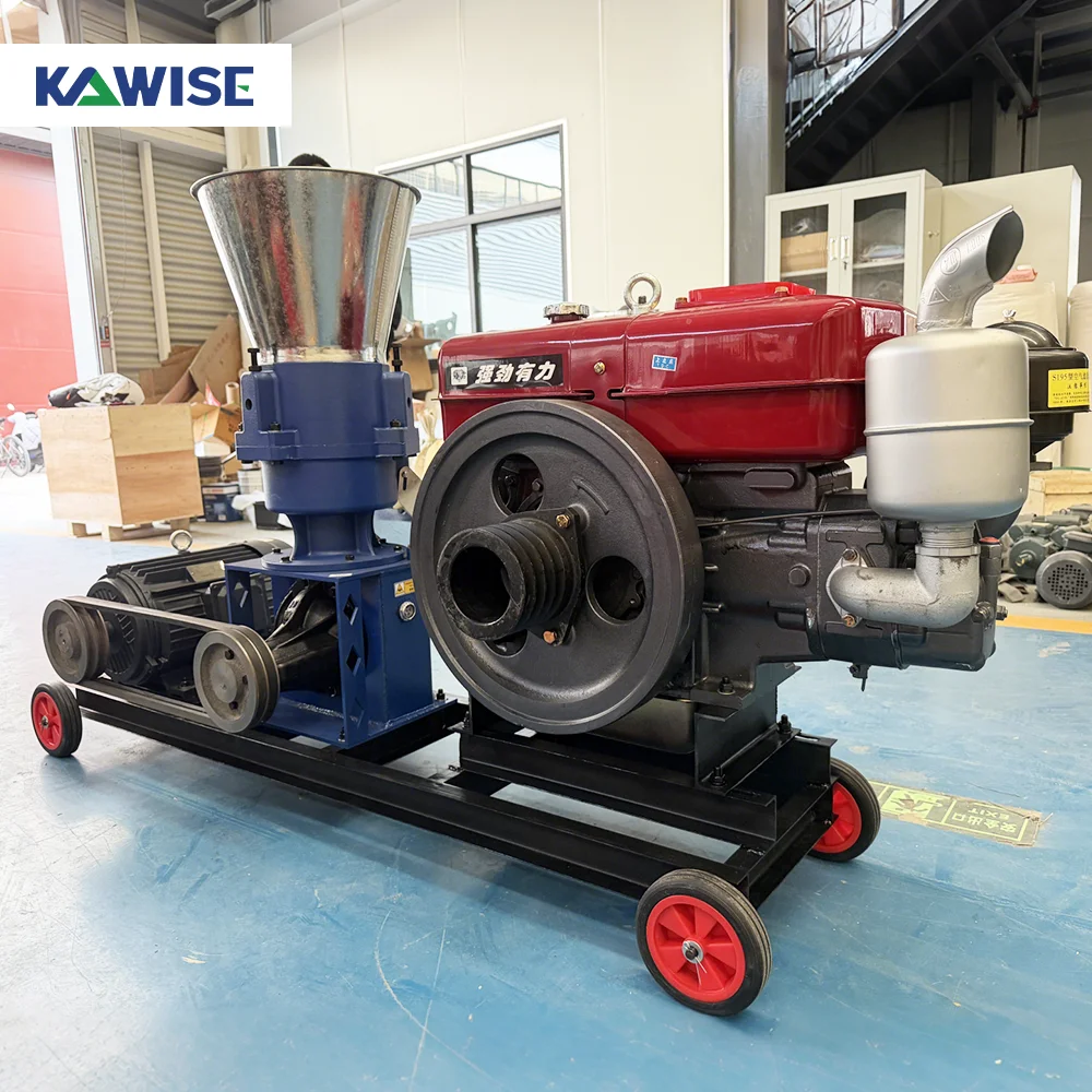 AIROW Dual Power Feed Pellet Mill With Electric Motor and Diesel Engine for Remote Area Livestock Feed Pellets