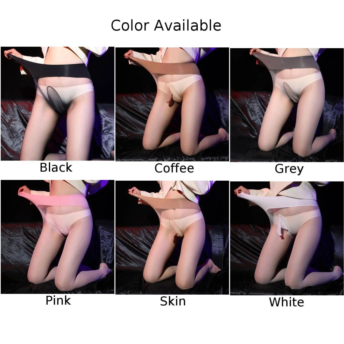 Men Sexy See-Through Pantyhose Ultra-Thin Stockings Tights Underwear Large Size Open/Close JJ Peni Sheath Bodystocking Gay Sock