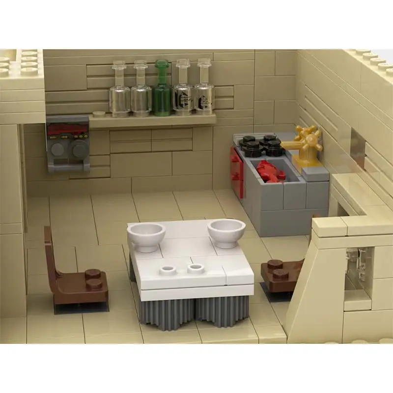 MOC اللبنات سيناريو تاتوين نموذج الطوب مدينة التاريخية معلم العمارة مجموعة ألعاب هدايا عيد ميلاد الأطفال