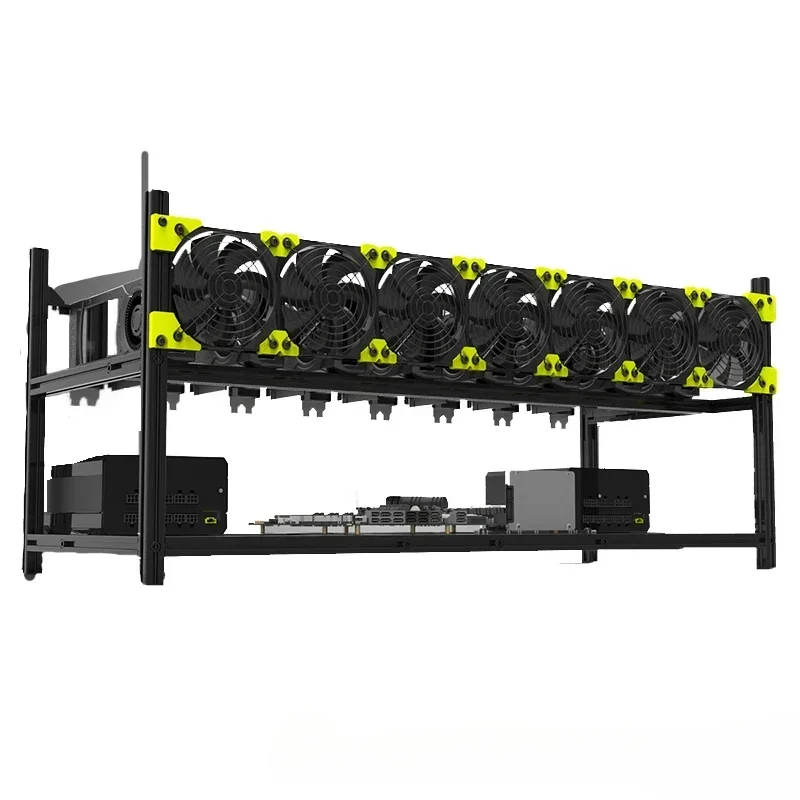 

8 GPU 8 Card Graphics Rack Aluminum Alloy Rack Multi-Graphics Rack Depth Chassis Graphics Card Black Server Chassis
