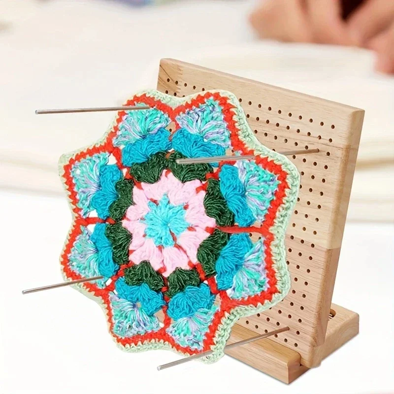 Home Wooden Crochet Knitting Board Creative Handmade DIY Wool Knitting Block Pad Hole Board Knitting Shaping Board