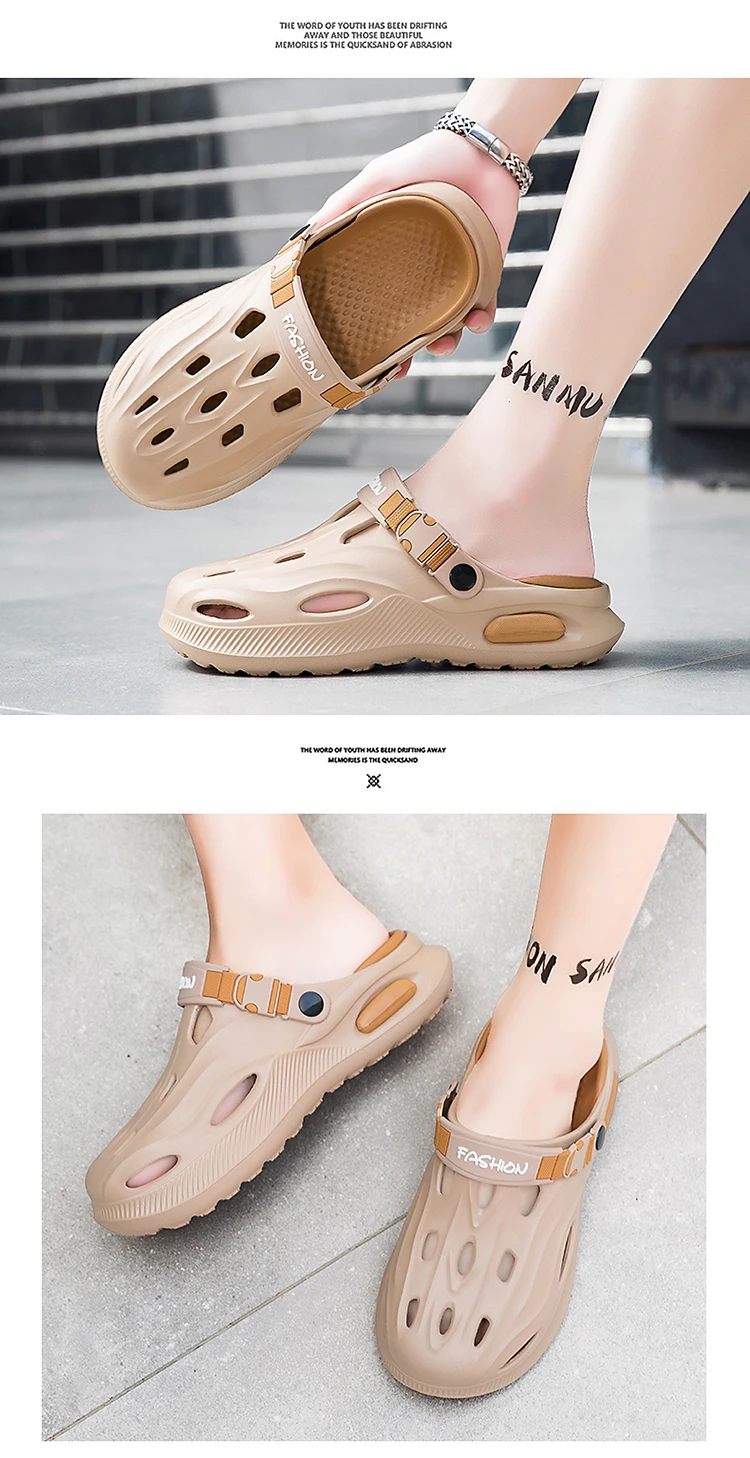 Herren Sommer Outdoor Rutschfeste Clogs mit Weichem Tragegefühl, Paar-Outdoor-Sport-Strandsandalen mit Geschlossener Zehenpartie – Detail 12